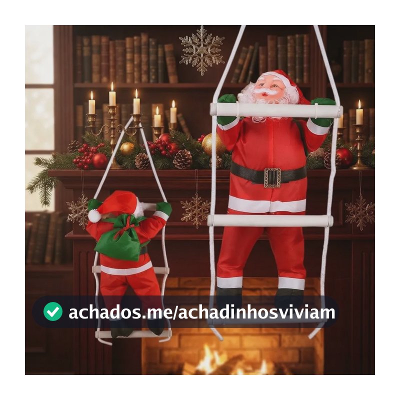 Papai Noel Escalador Escada 30cm Enfeite Natal Decoração     Única