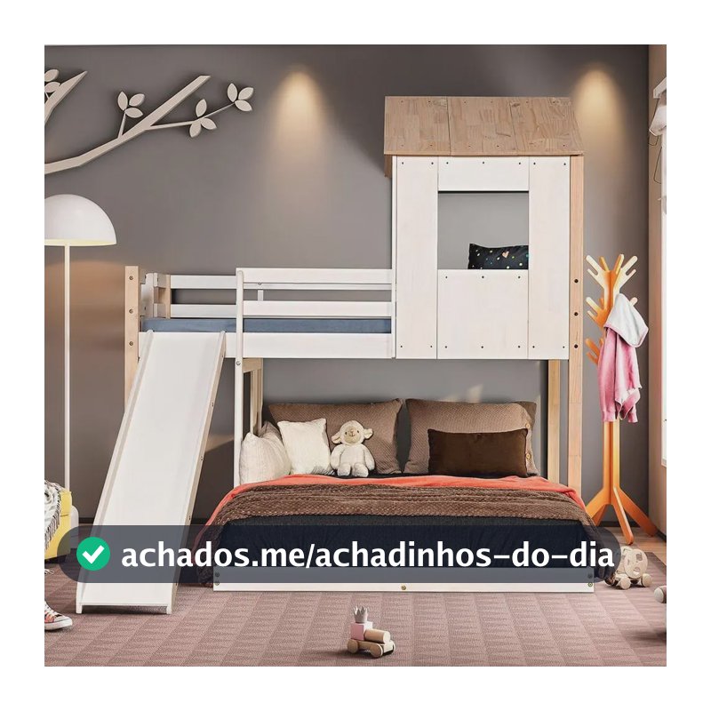 Beliche Casal Montessoriano Family Com Escorregador Natural/ Cor Natural
