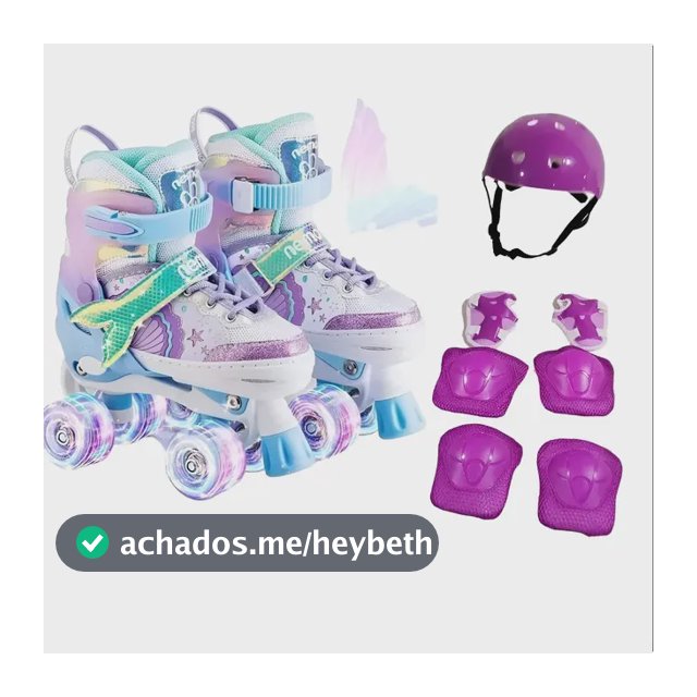 Patins Quad Sereia Tam/ajustável + Kit Proteção Rodinhas Led