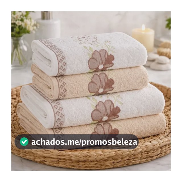 Jogo De Toalhas Karsten 100% Algodão Floral Grossa 4 Peças