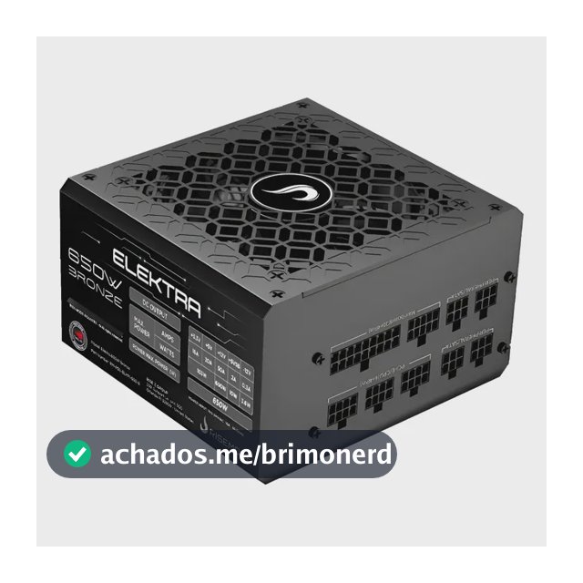 Fonte Gamer Rise Mode Elektra 650w Full Modular Selo Teclab Preto