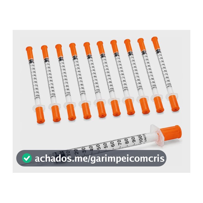 Seringa Insulina 1ml Agulha Fixa 8x0,30 30g Kit 10un 1 Ml