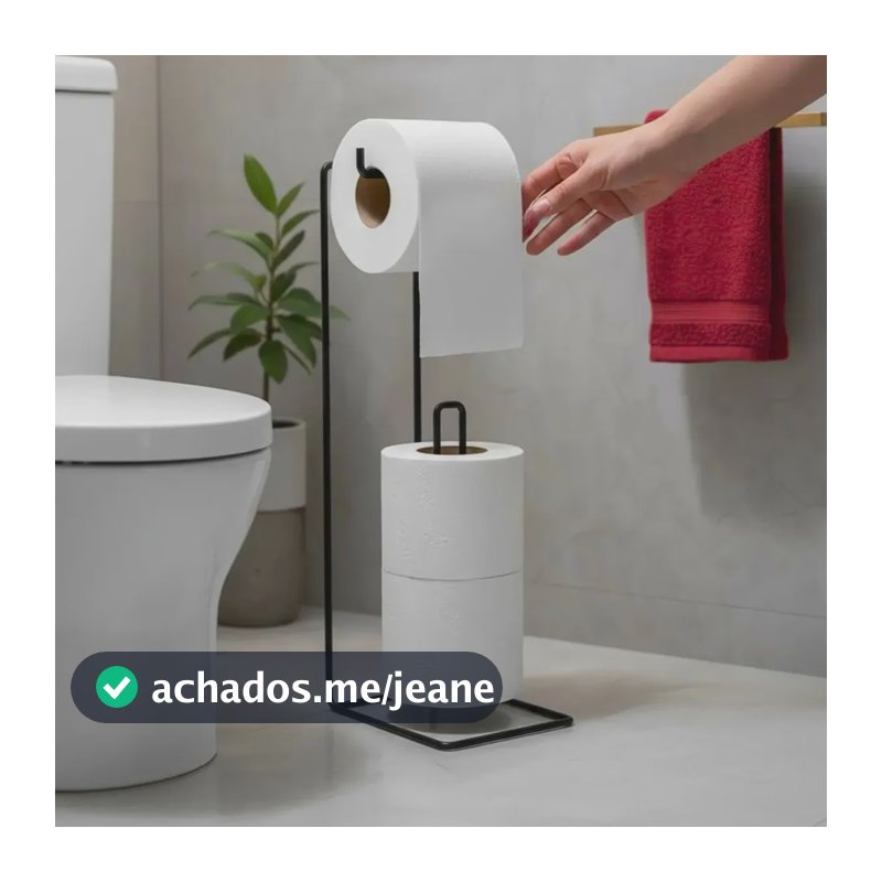 Porta Papel Higiênico De Chão Em Aço Organizador P/ Banheiro Suporte Preto Para Papel