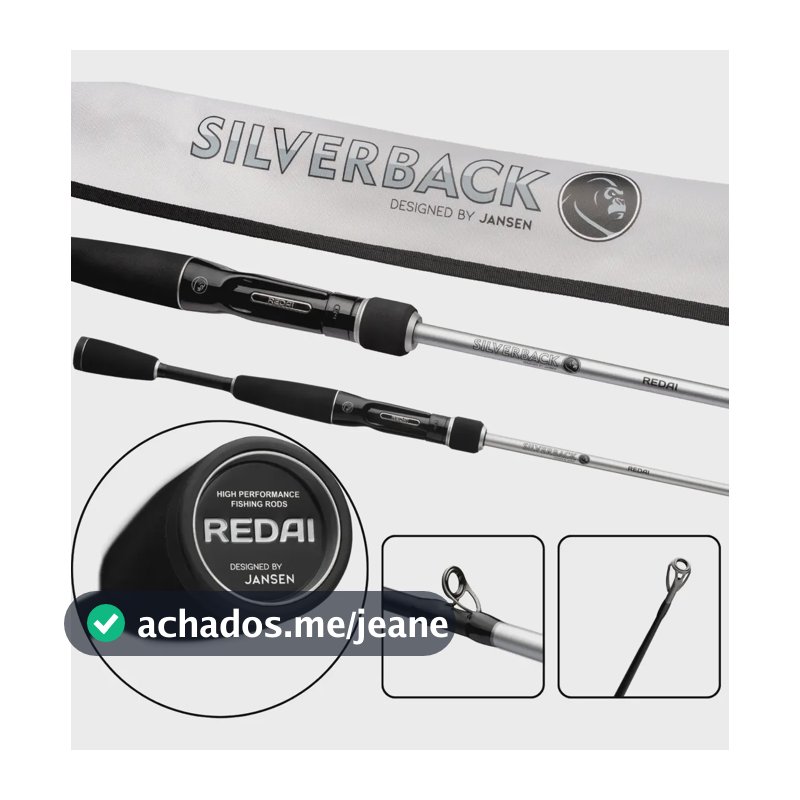 Vara Para Carretilha Redai Silverback 6'0 1,80mts 10-17lbs Preto E Cinza