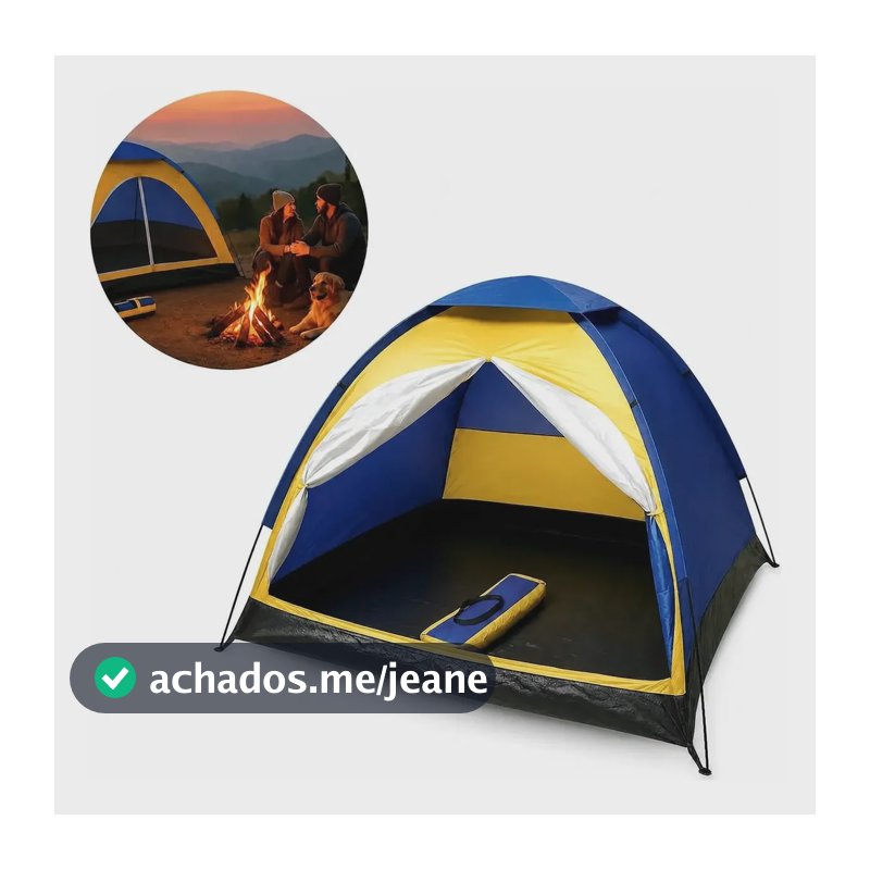 Barraca Camping 4 Pessoas Impermeável Verde Amarelo Azul Azul