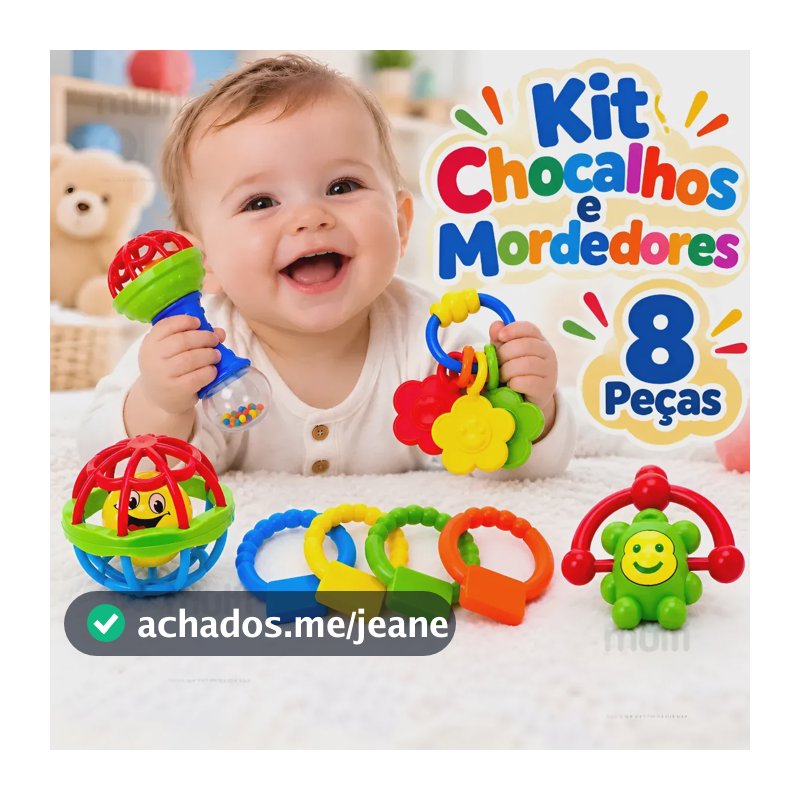 Kit Chocalho Mordedor Macio Bebê Brinquedo Sensorial Musical Kit Premium Completo