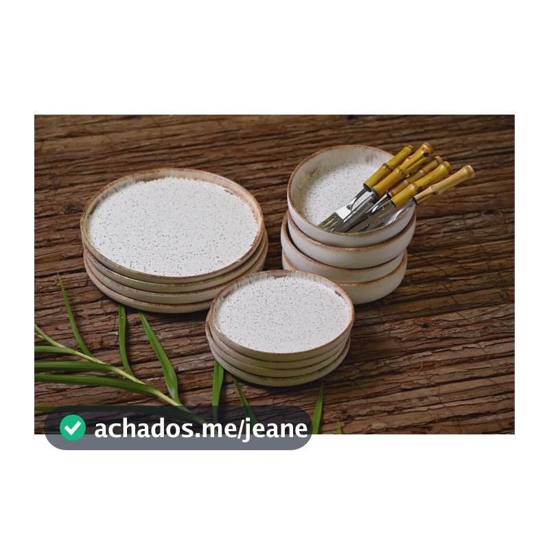 Aparelho De Jantar Colors Branco 12 Peças, Scalla Ceramica Branco Borda Marrom
