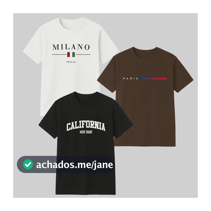 Kit 3 Camisetas Masculina 100% Algodão Premium Verão Casual Preto -marrom-branco M