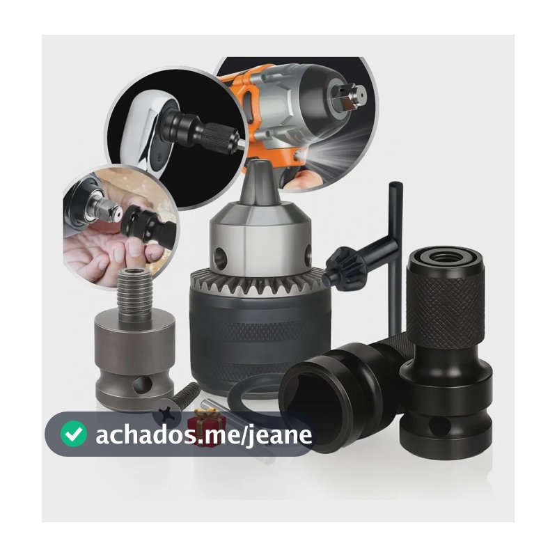 Kit Mandril Haste Soquete Adaptador Chave Impacto 1/2 - 1/4