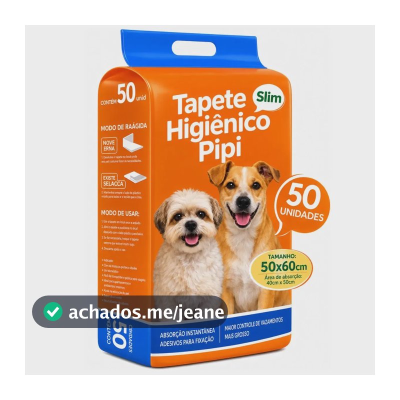 Tapete Higiênico Para Cachorro 50 Unidades 50x60cm Com Gel Absorvente Fralda Manta Pet Cão