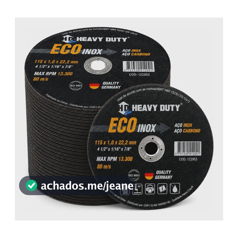 Kit 50 Disco Corte Aço Inox 4.1/2 115mm Esmerilhadeira Preto