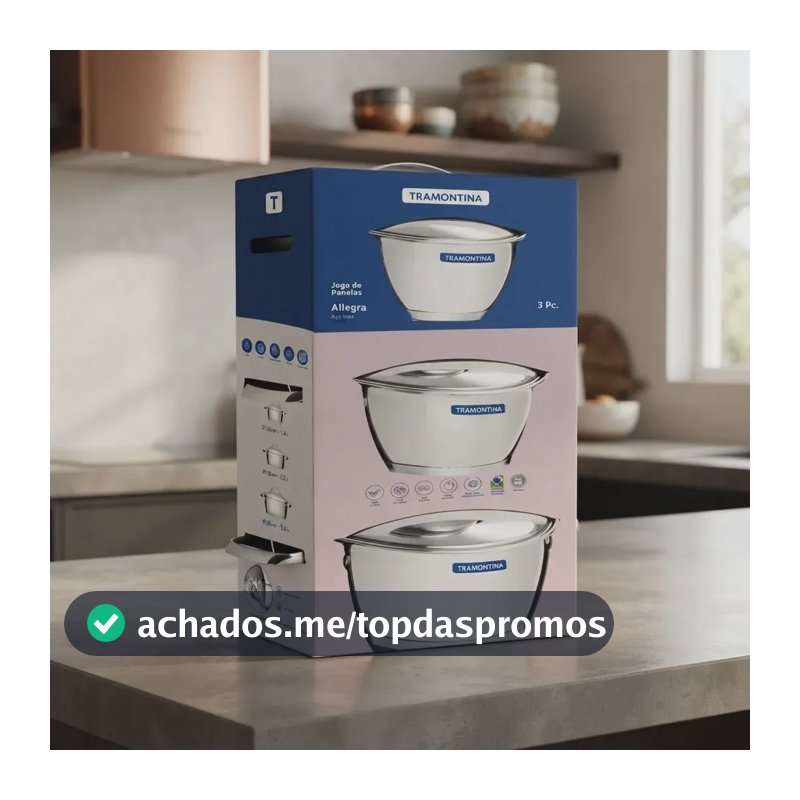 Jogo de Panelas Tramontina Allegra 3 peças Inox 65660/220