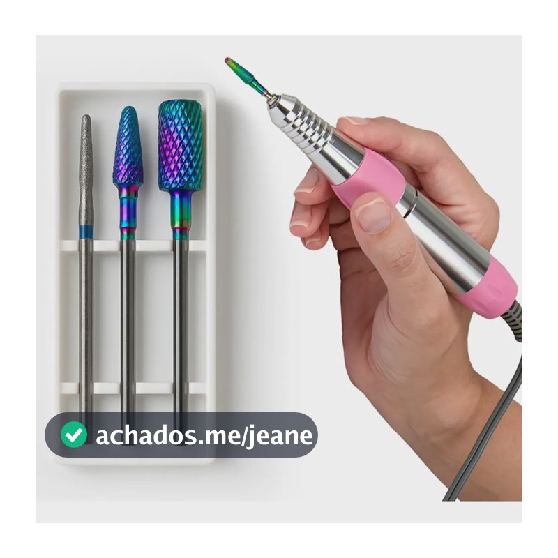 Kit 3 Broca Unha Tungstênio Manicure Gel Remoção Acabamento