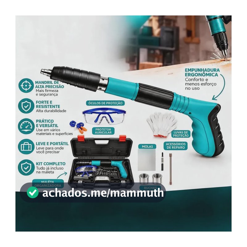 Pistola Finca Pino De Fixação Ação Direta + Acessórios Epi