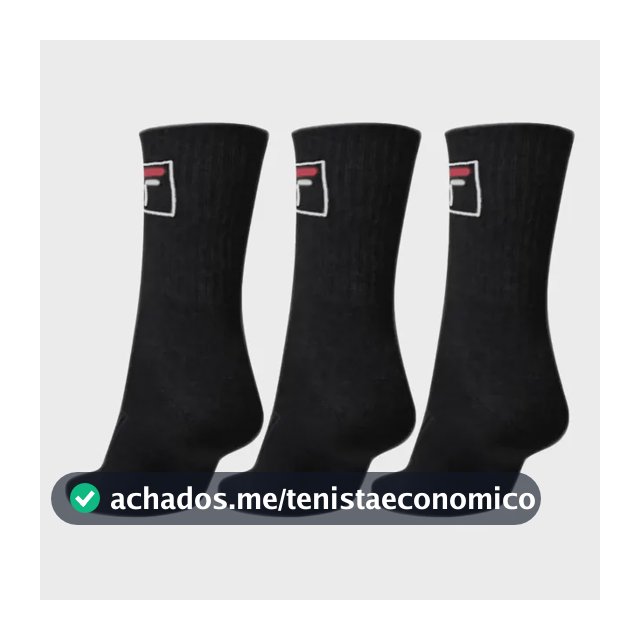 Meias Tripack Fila Cano Alto Fbox Unisex Preta 39 - 43 Preto Liso 39-43