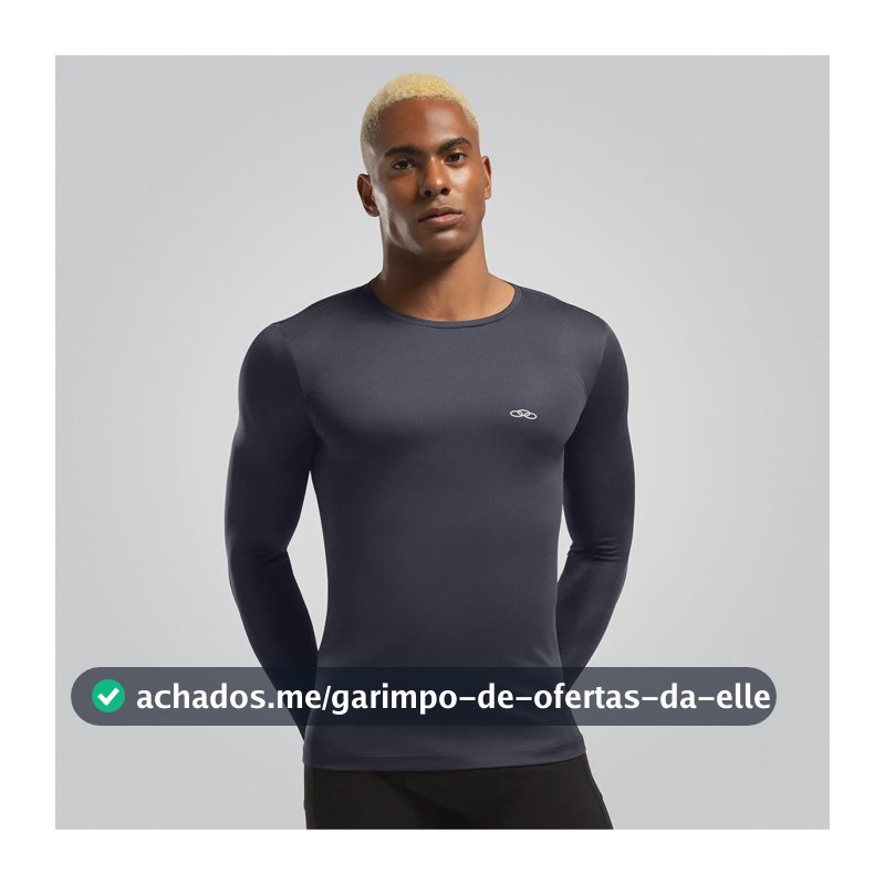 Camiseta Academia Masculina Essential Manga Longa Olympikus Marinho M