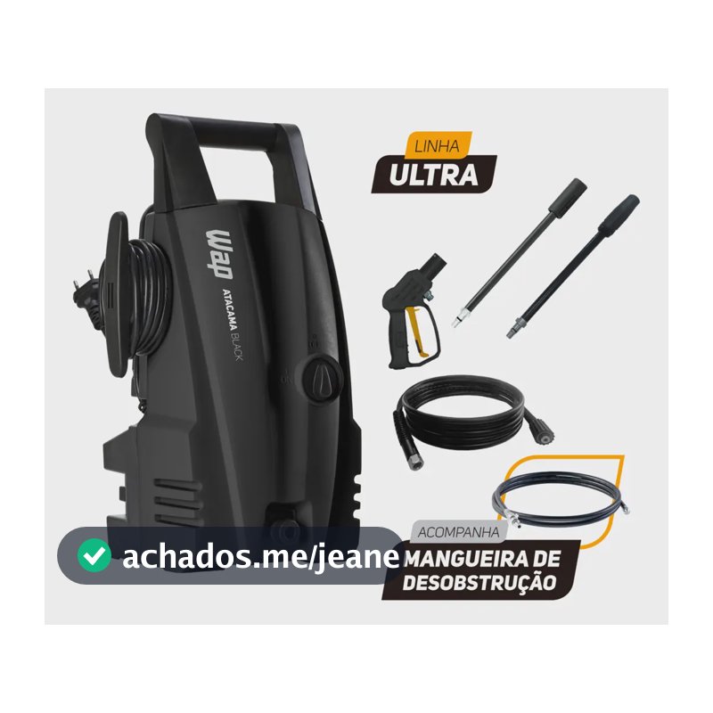 Desobstruidora e Lavadora de Alta Pressão WAP Atacama Black Ultra 1400W 1500 PSI