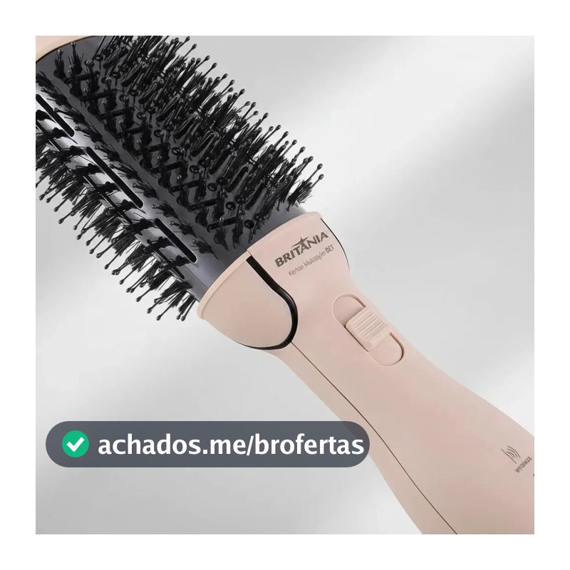 Escova Secadora 4 Em 1 Britânia Bec07r Cerâmica 1300w Bivolt Rosa