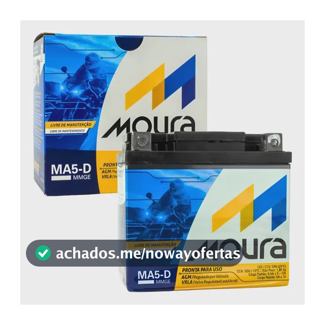 Bateria Moura Ma5-d Para Moto Titan Fan Biz Bros Fazer Direito 12v