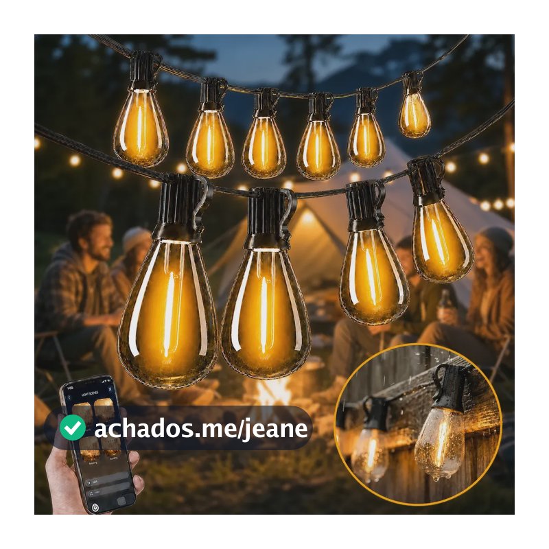Varal Luze Bluetooth S11 Corda 20m Lampada 27 Led Iluminação Branco-quente 127/220v