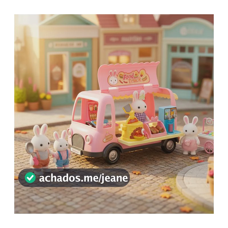 Casinha Feliz Conjunto Carrinho Food Truck Tipo Sylvanian Rosa