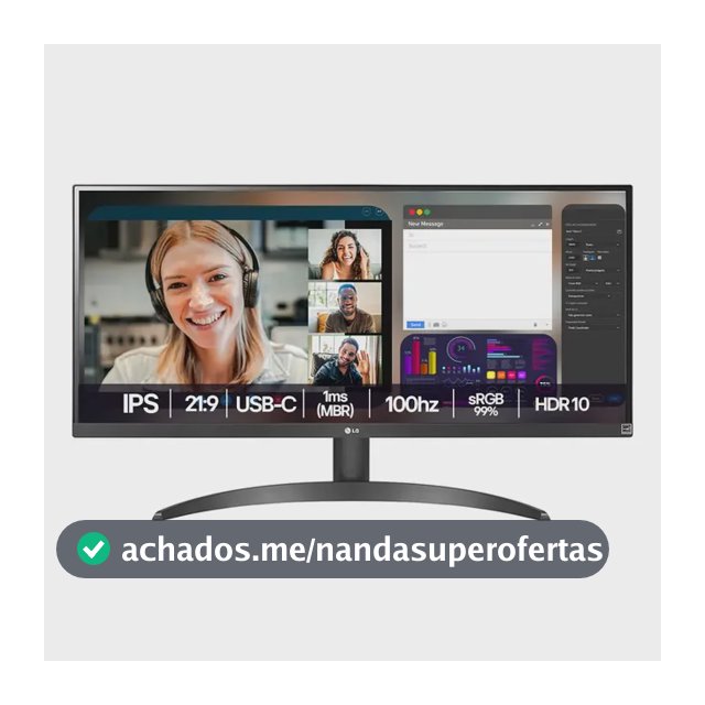 Monitor LG UltraWide - Tela IPS de 29", 21:9, HDR10, sRGB 99%, 100Hz, Preto- 29WQ500B