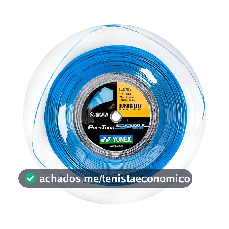 Corda Yonex Poly Tour Spin 17 1.20mm Copolímero Azul Rolo 1.2 Mm Azul