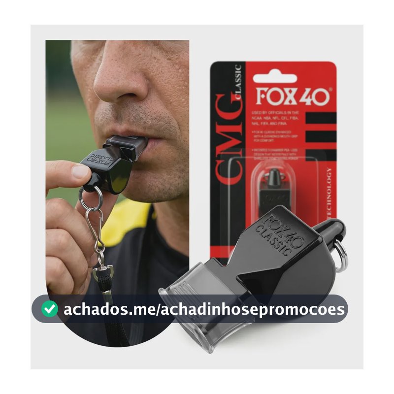 Apito Fox 40 Classic Profissional 115db Cor Preto C/ Cordão Preto