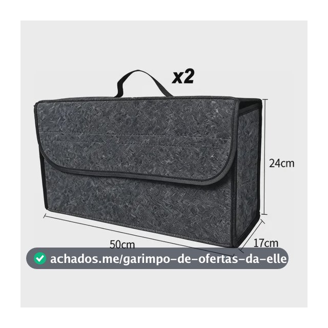 2pcs Bolsa Caixa Organizar Porta Malas Multiuso Veicular Cinza