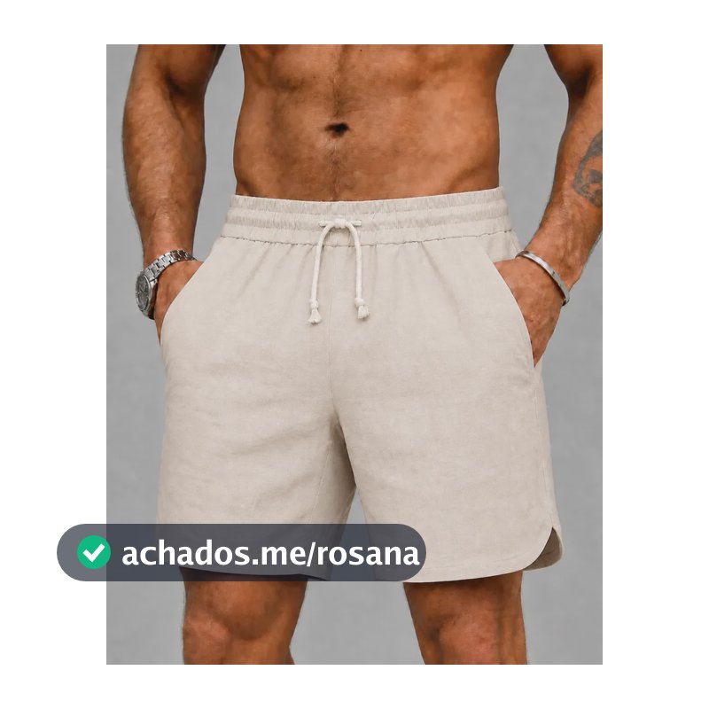 Bermuda Short Linho Premium Masculino Mauricinho Moda Praia Short Cáqui Gg