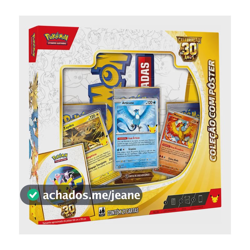 Pokémon Box Com Pôster Celebração De 30 Anos Original Copag Português