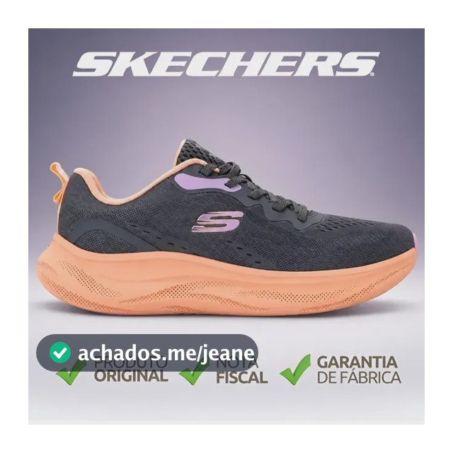 Tênis Feminino Skechers Cloud Gentle Glow Original Oferta Grafite/laranja 38 Br