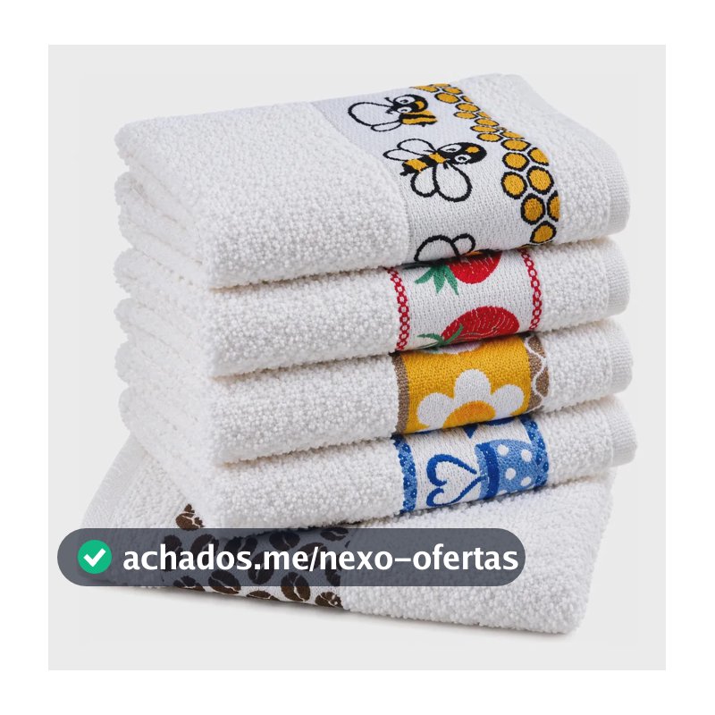 Pano de Prato Atoalhado Atacado Laune Gourmet Kit com 5 peças cor Branco Desenho Sortidos Laune Haus