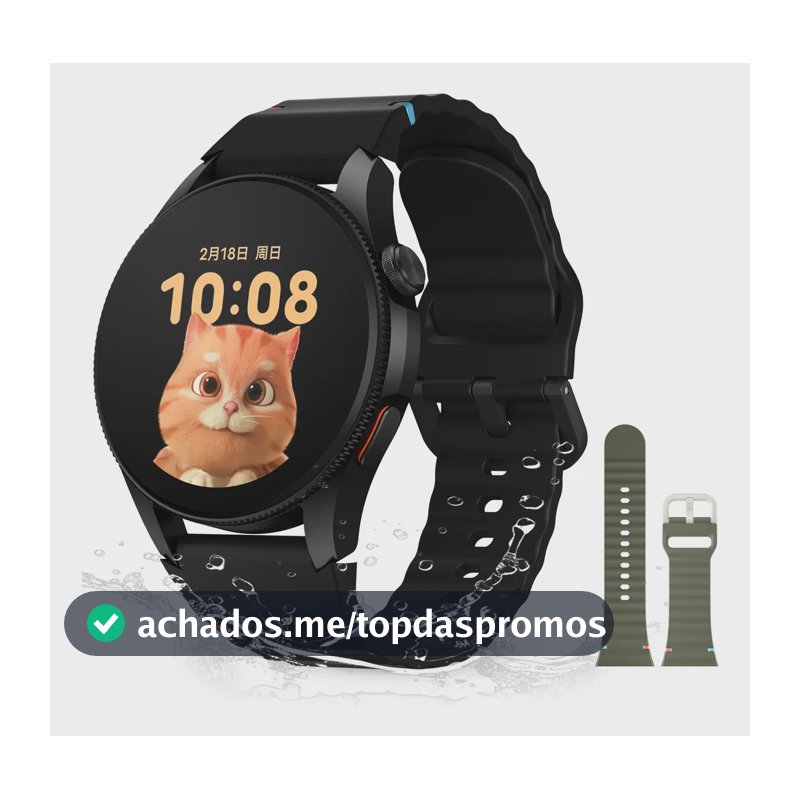Smartwatch Aurafit G12, Gps, Resistência À Água 3atm, Preto Preto Mesh Verde-militar/preto
