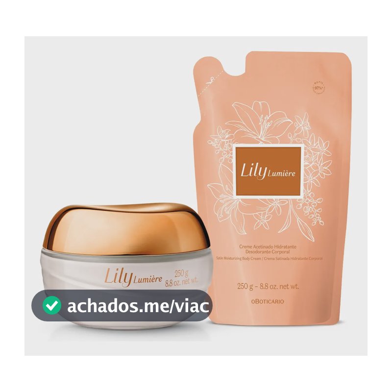 Kit Lily Lumière: Creme Hidratante Corporal 250g+ Refil 250g