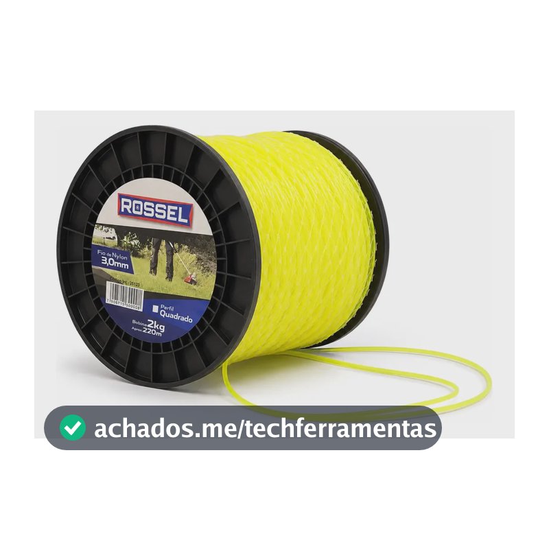 Bobina Fio Nylon Roçadeira 3mm Quadrado 220m Resistente 2kg