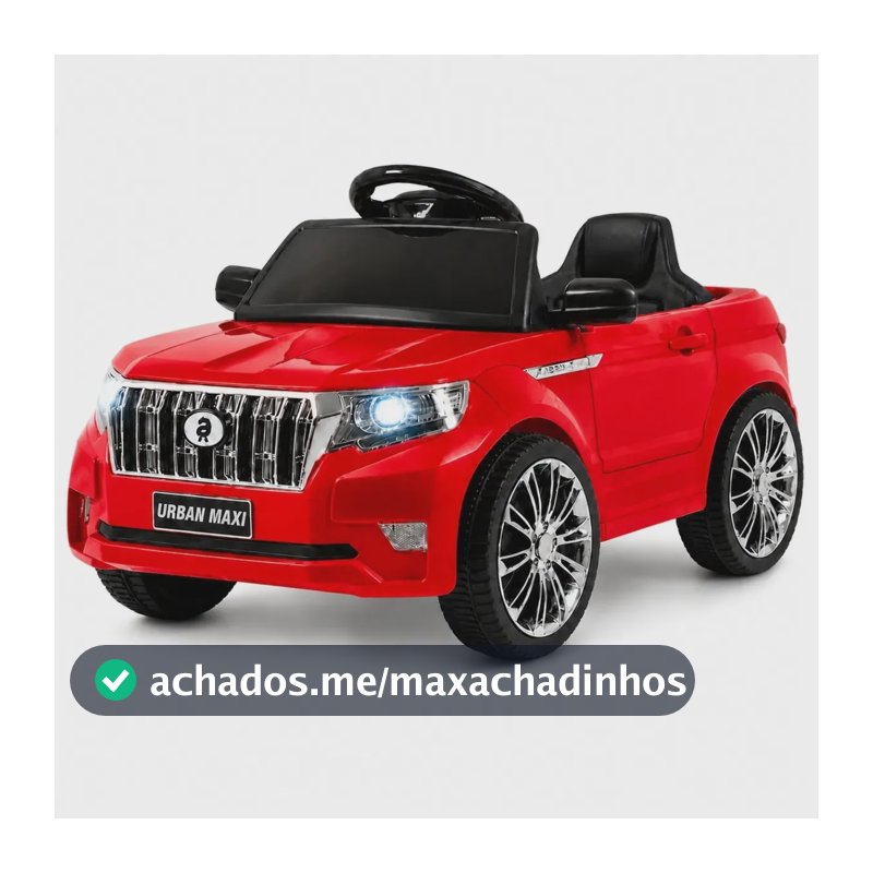 Carro Elétrico Infantil Controle Remoto Bateria 6v Marcha Frente/Ré Bluetooth Som Luz Urban Maxi Toys - VERMELHO