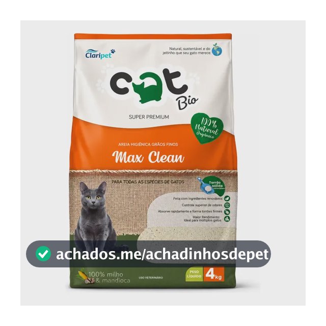 Areia Catbio Biodegradável 4 Kg - Max Clean - Grãos Finos