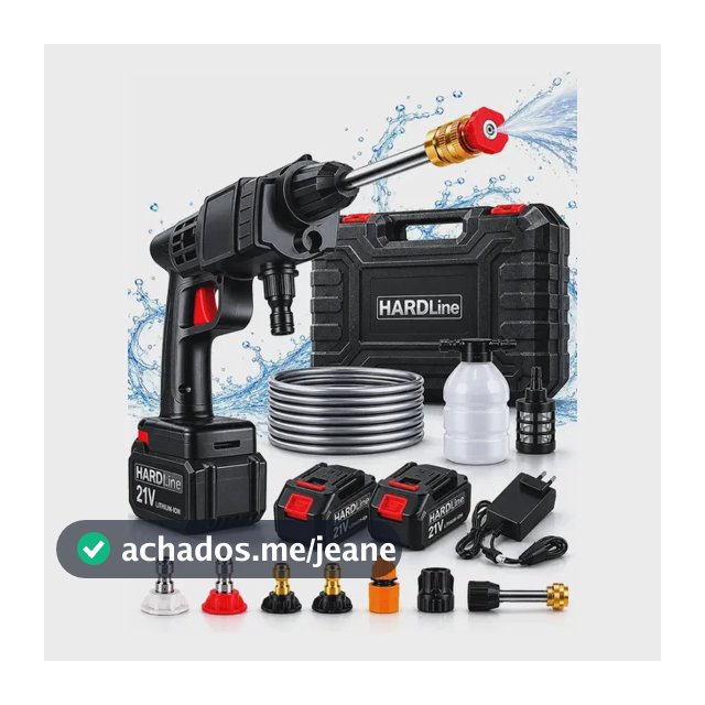 Lava Jato Lavadora Portátil Alta Pressão 2 Baterias 48V Recarregáveis Sem Fio Com Maleta Lavar Lava Carro Moto Quintal Lavagem Automotiva Elétrica Potente Jardim Calçada Piso Limpeza Compacta Hardline