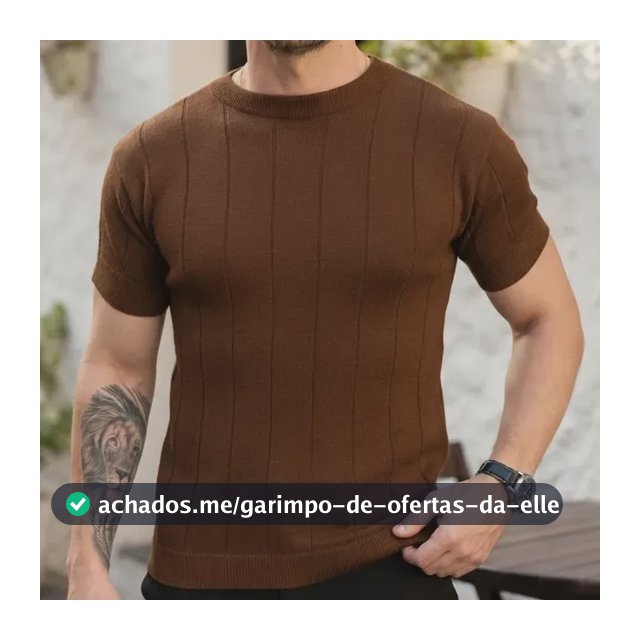 Camiseta Social Masculina Modal Tricô Macia Canelada Casual