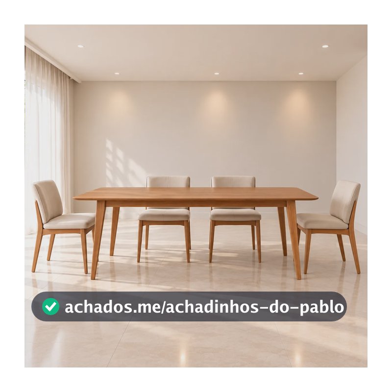 Mesa De Jantar Retangular 6 Lugares Evora 180 X 90 Amadeirado Madeira Maciça