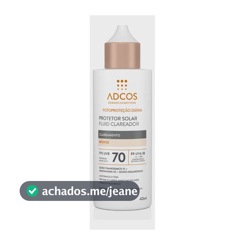 Adcos Protetor Solar Fluid Clareador Fps 70 Bronze - 40ml