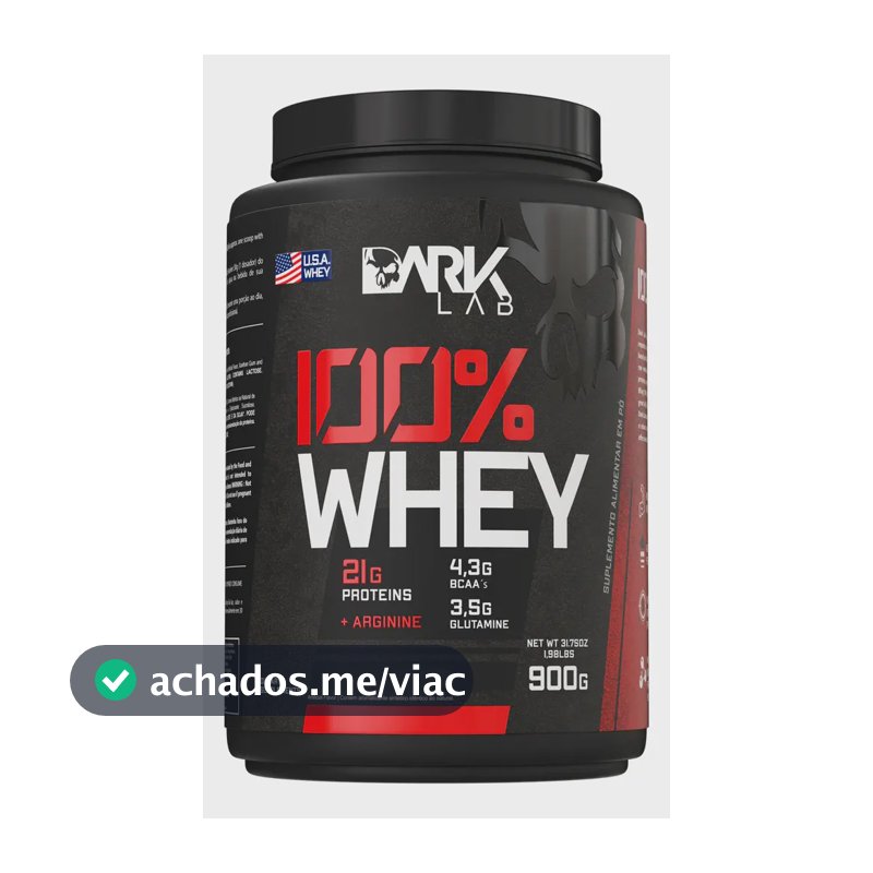 100% Whey Protein 900g Sabores - Dark Lab Sabor Morango