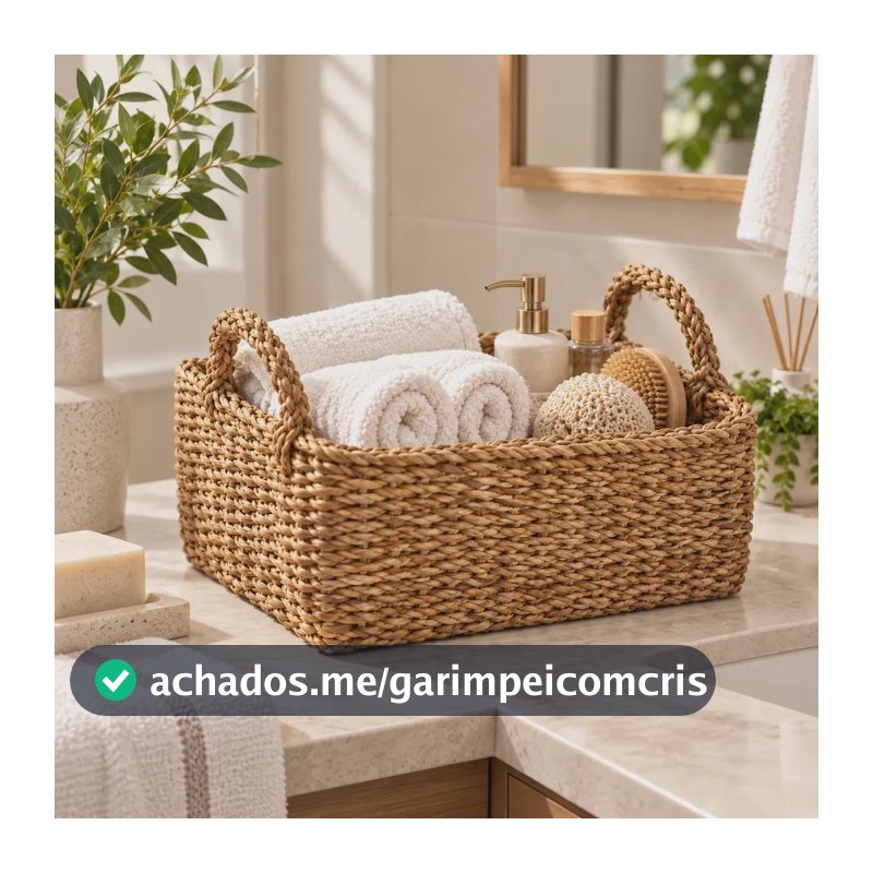 Cesto Caixa Organizador Seagrass Quarto Banheiro Decorativo Palha