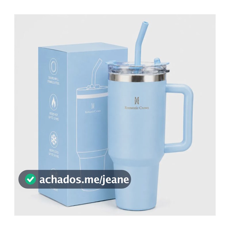 Copo Térmico Gigante 1,2l Inox Com Tampa Inox Canudo Escova Azul-claro Cor Pura / Material Fosco