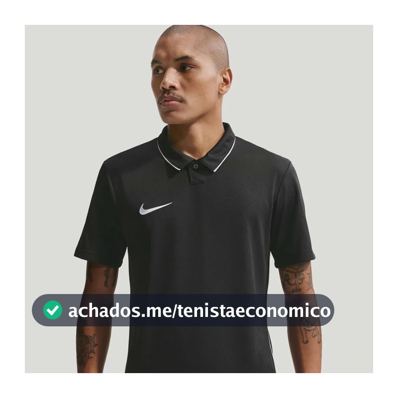 Camisa Polo Dri-fit Nike Park26 Masculina Preto/branco Gg