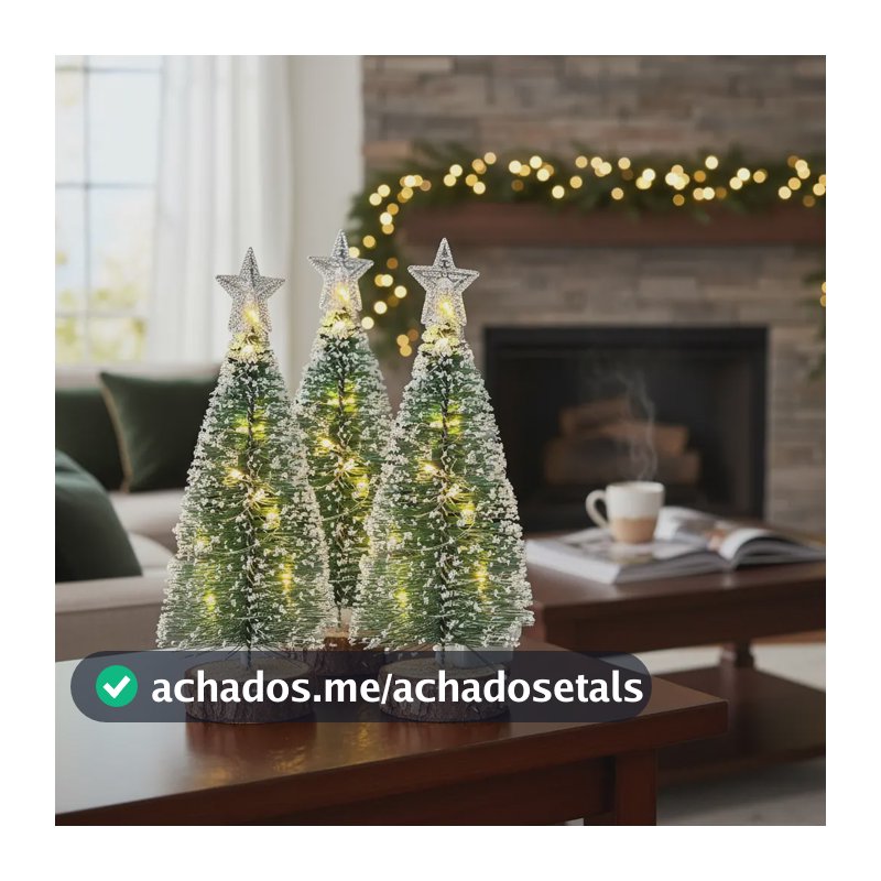 3 Mini Arvore De Natal Com Led Decoracao Natalina Luxo