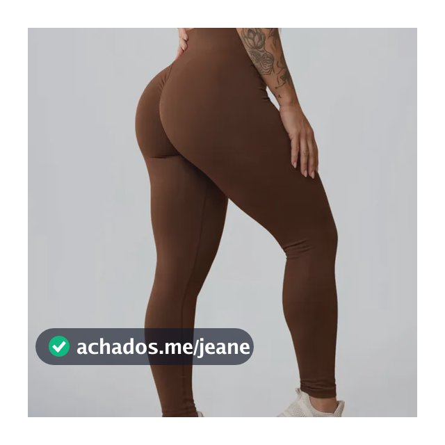 Calça Legging Leg Cintura Alta Academia Zero Transparência Marrom Lisa Gg (44-46)