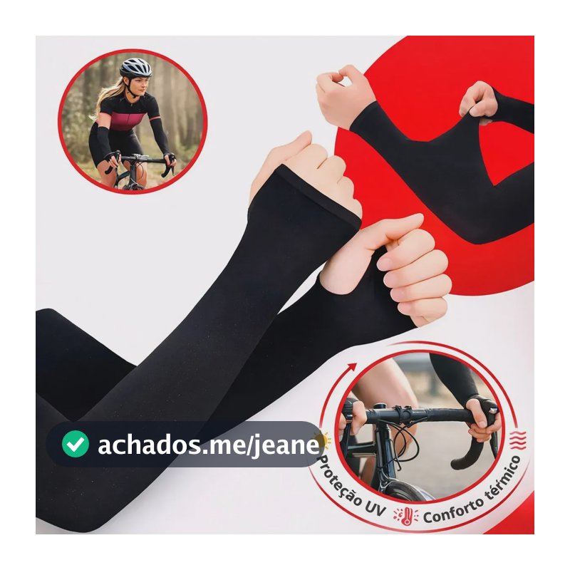Manguito Braço Proteção Solar Uv50+ Compressão Mangote Manga Confortável Esportivo Ciclismo Bike Moto Corrida Vôlei Academia Gamer Speed Profissional Unissex Preto Alta Performance Uso Diário Relacart