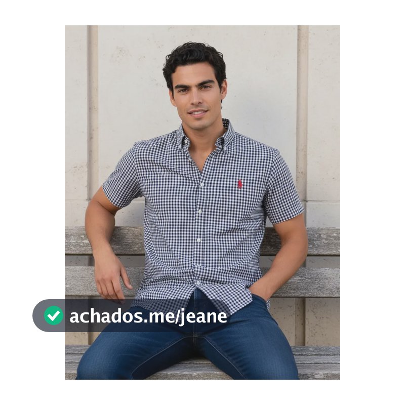 Camisa Ralph Lauren Xadrez Manga Curta Masculina Classic Fit Preto M